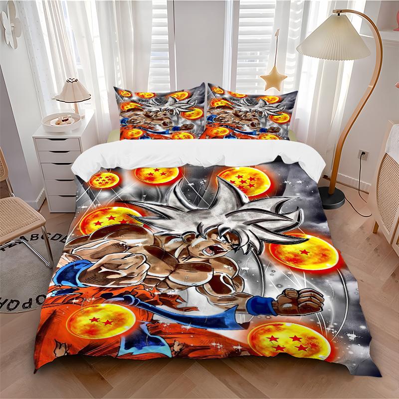 3Pcs Dragon Ball Z Battle Bedding Set Quilt Cover Pillowcase Home Christmas Xmas Halloween Gift 1 Duvet Cover 2 Pillowcase M92435