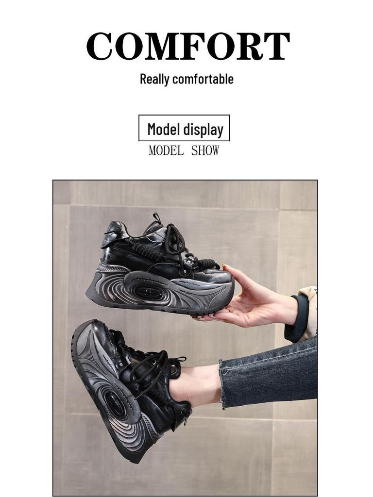 ZDW5587-7 Women's Vintage Distressed Thick Sole Platform Dad Sneakers, Autumn 2024 Collection.