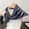European American Cashew Herringbone Cotton Linen Small Square Scarf Silk Imitation Velvet Headscarf Shawl Sunscreen Women
