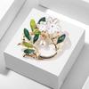 Fashion Drop Oil Enamel Alloy Pearl Pendant Gardenia Brooch Women's Pin Accessories Brooch