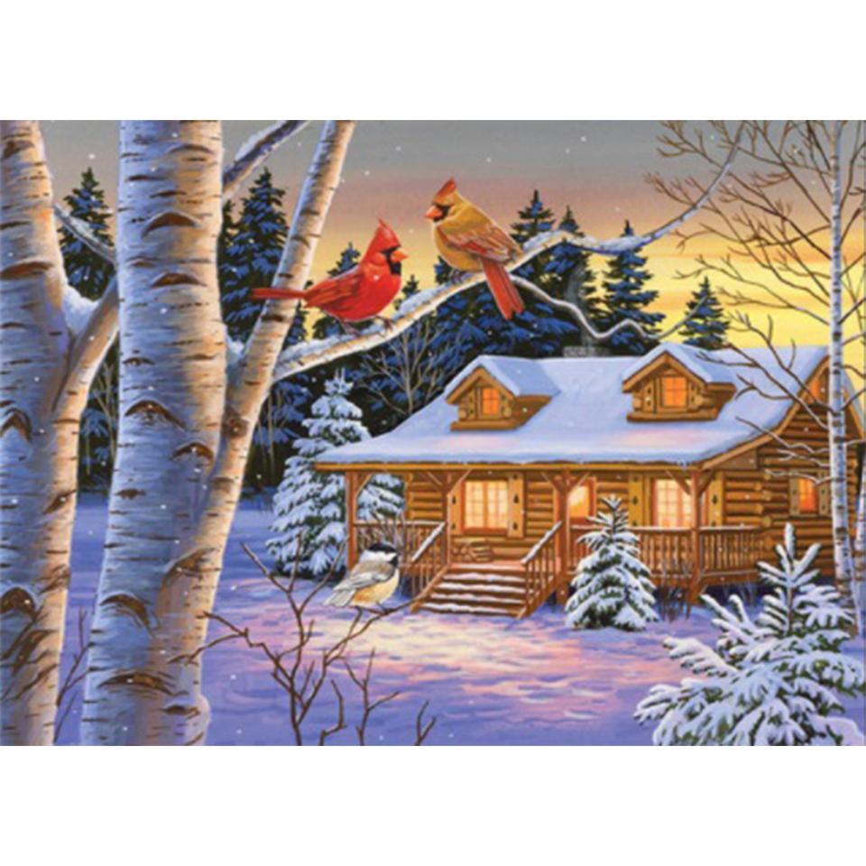 5D DIY Winter Landscape Diamond Painting Rhinestone Art Picture Full Diamond Embroidery Wall Sticker Gift Mosaic Embroidery Kit