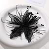 Feather Pearl 3D Organza Flower Patch Twisted Wire Lace Studded Patch Multi-layer Crystal Flower Applique Decorative