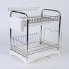 Dish Dryer/Drainer, 2-Tier, Large Capacity, Over-the-Sink Drainer with Automatic Drainage, Stainless Steel, Slim Design, Holds Plates, Chopsticks, Pot