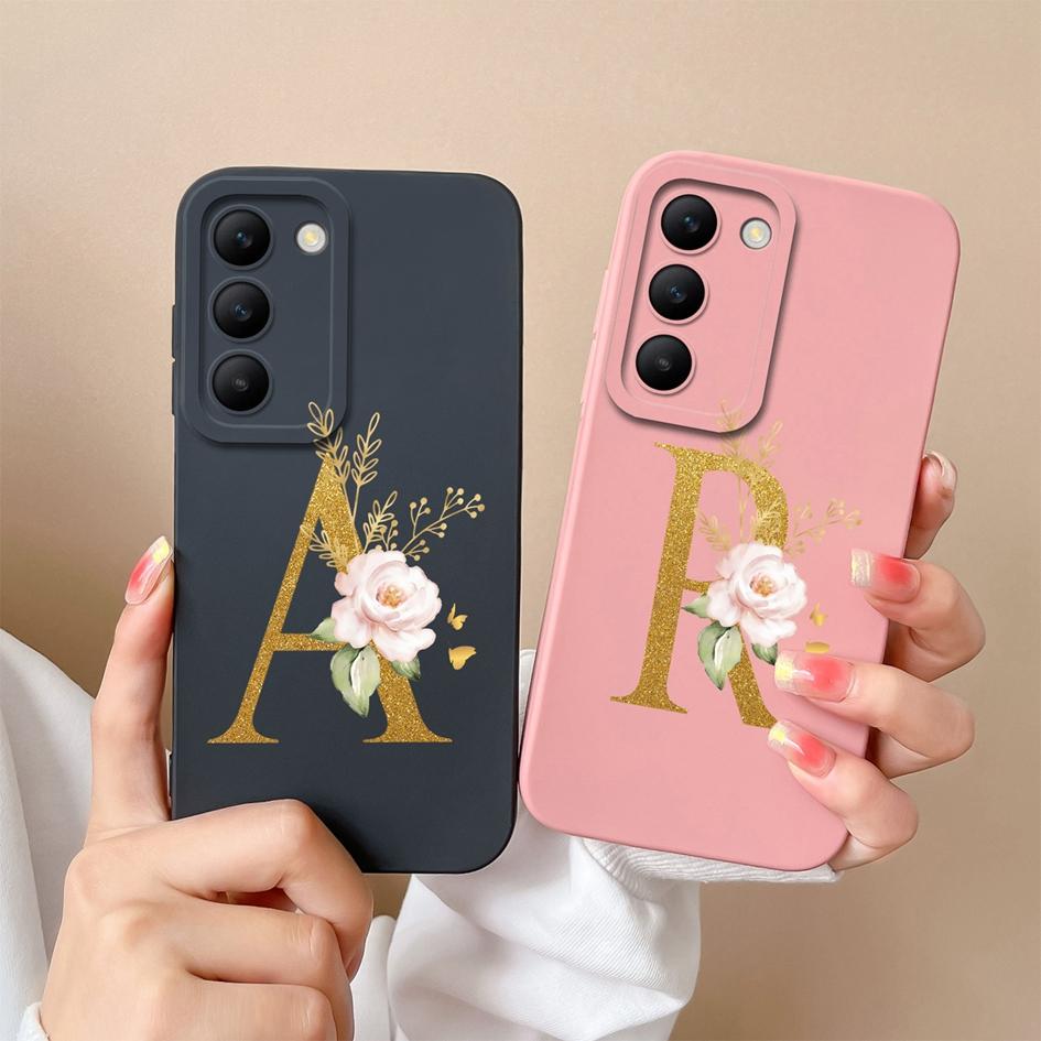 Чехол для телефона Vivo V30 SE V40 Pro Lite Y100 (ИДН) V30e T3 Y200e Y100 4G Корпус Модный Цветочный Буквы Мягкий Силиконовый Чехол Ударопрочный Бампер Для Vivo