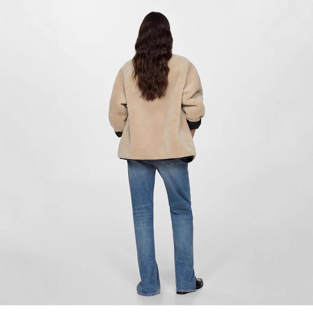 Женская осенняя мода 2024: Свободная куртка-пальто из искусственного меха в европейском и американском стиле