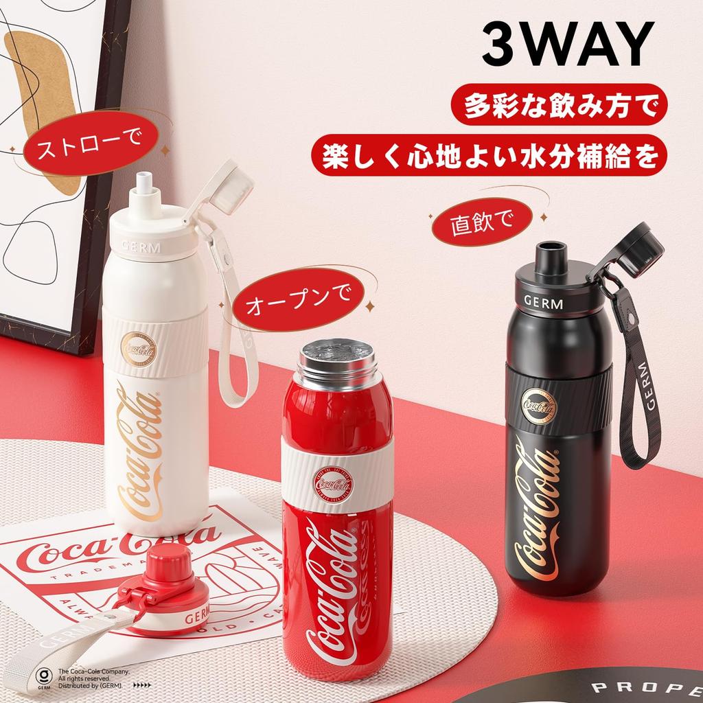 GERM X Athletic Vacuum Insulated Sports Water Direct Vacuum Keeps Cold or Stainless Steel with Stylish for Outdoors and Camping Coca-Cola [Official