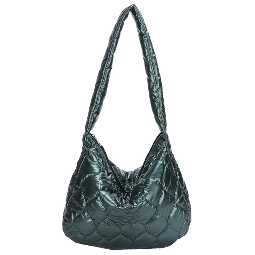 Fashion Quilted Cotton Padded Nylon Messenger Bag Women Large Capacity Shoulder Bag Solid Color Zipper Designer Top-handle Bags CLE