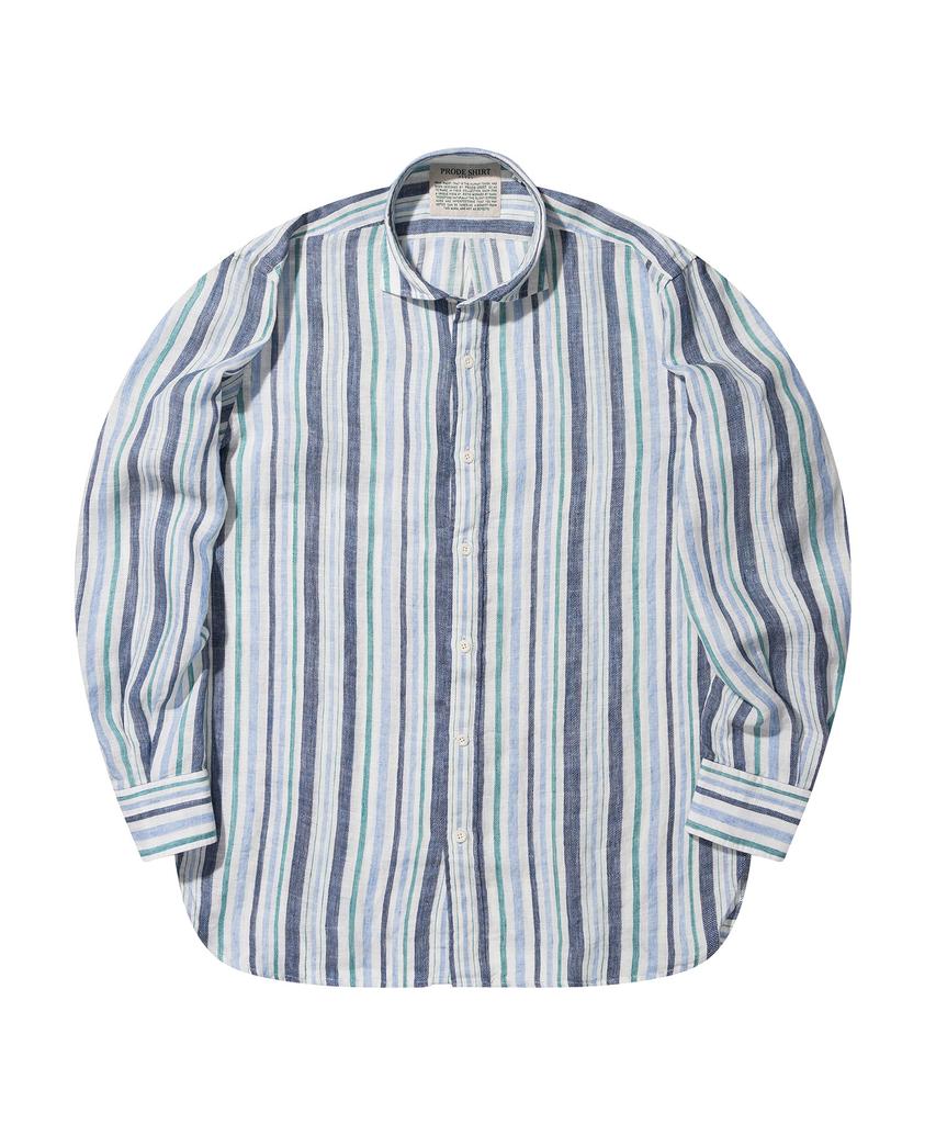 PRODESHIRT Мальтийская полосатая льняная рубашка (синий)
