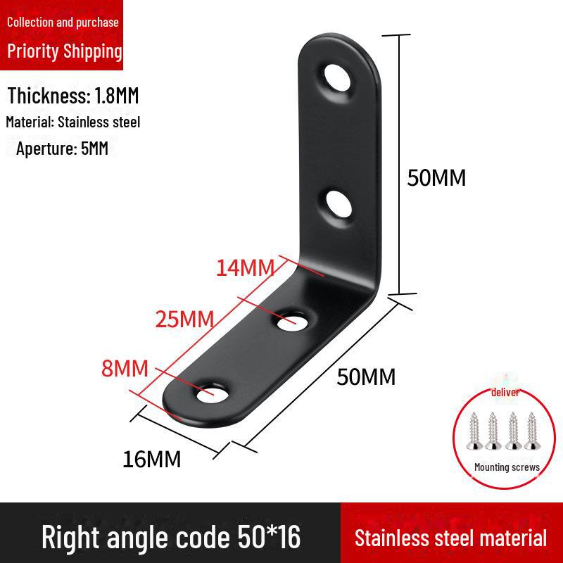 Кронштейн для полок L-образной формы из нержавеющей стали, соединитель под прямым углом 90 градусов