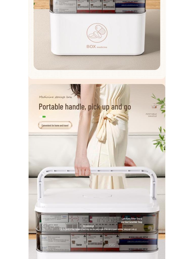 Large Multi-Layer Medicine Storage Box - Portable Family First Aid Kit