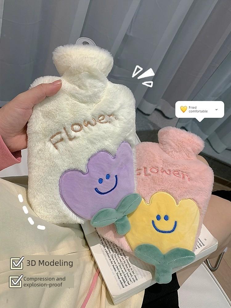 Tulip Hot Water Bag Water Injection Explosion-Proof Thickening Hot-Water Bag Dysmenorrhea Application Belly Irrigation Warm Feet Cute Hand Warmer