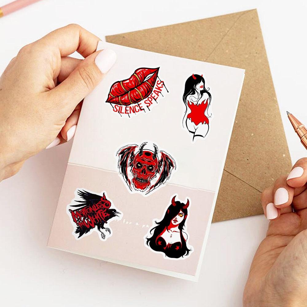 10/50pcs Punk Horror Gothic Stickers Rose Gothic Graffiti Stickers for DIY Luggage Laptop Skateboard Motorcycle Bicycle Sticker