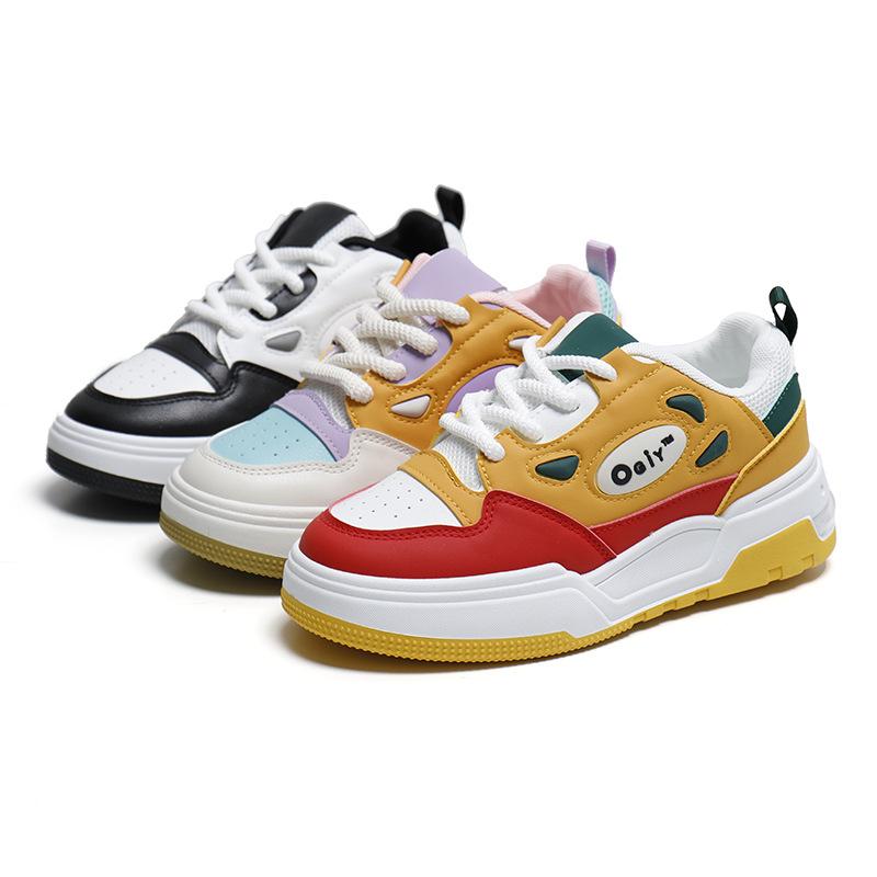 Весна и осень Новые цветные белые туфли Женские туфли на толстой подошве Дышащие кроссовки Повседневная обувь Женская обувь Wild