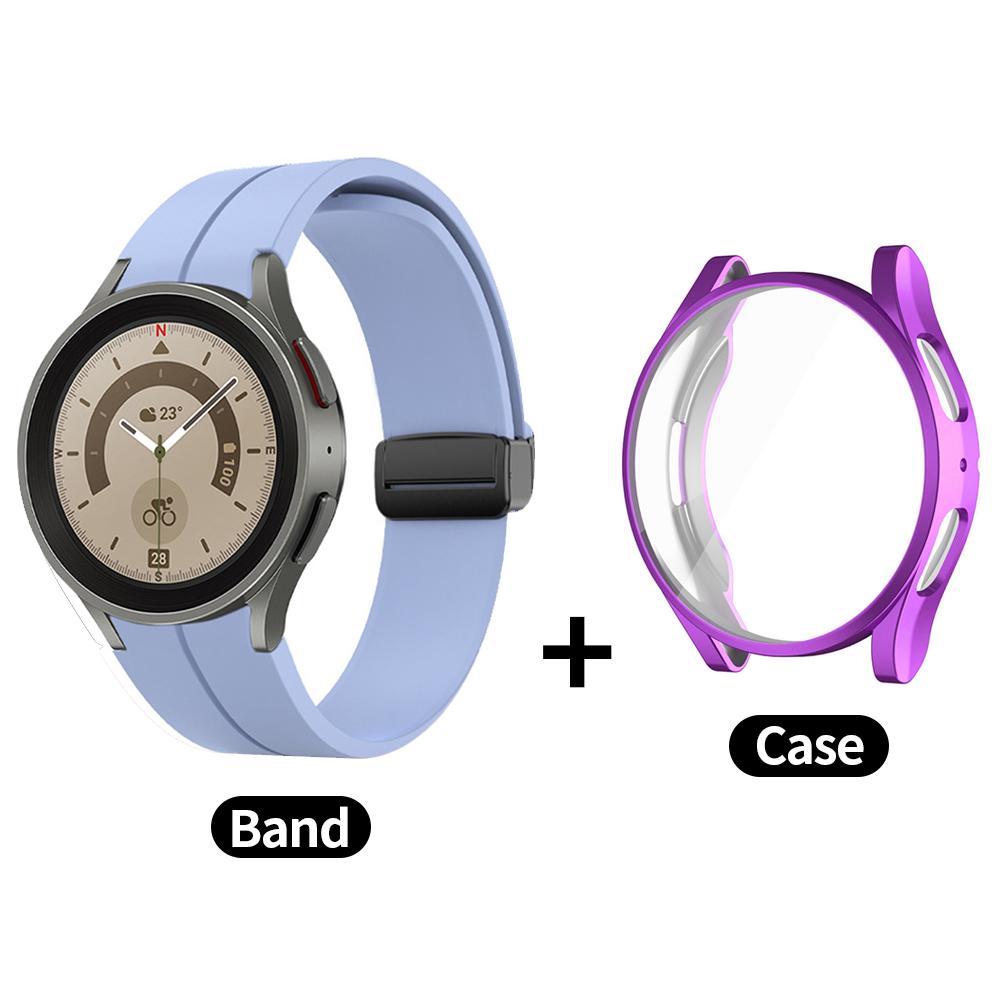 Чехол+Ремешок для Samsung Galaxy Watch 4/5/6 40мм 44мм Всесторонний Мягкий ТПУ Защитный Чехол для Galaxy Watch6 Classic 43мм 47мм Ремешок