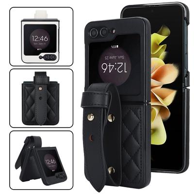 Чехол для Samsung Galaxy Z Flip 5 4 3, элегантный мягкий простой кожаный ремешок на запястье, противоударный защитный чехол, аксессуары