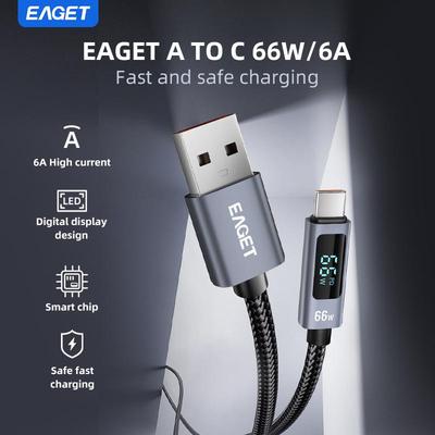 66 Вт светодиодный экран USB-кабель A-C для быстрой зарядки, подходит для iPhone 15/16 серии