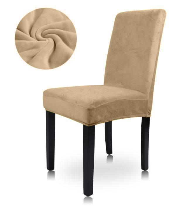 Beige/Camel Thick Velvet Chair Cover Super