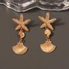 The New and Fashionable European and American Creative Vacation Style Personalized Starfish Alloy Shell Earrings and Earrings Are Simple and Versatile