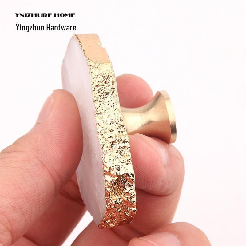 Elegant Crystal Slice Brass Handle & Wall Hook for Drawer, Cabinet, or Wardrobe (45-55mm Diameter, Single Hole)