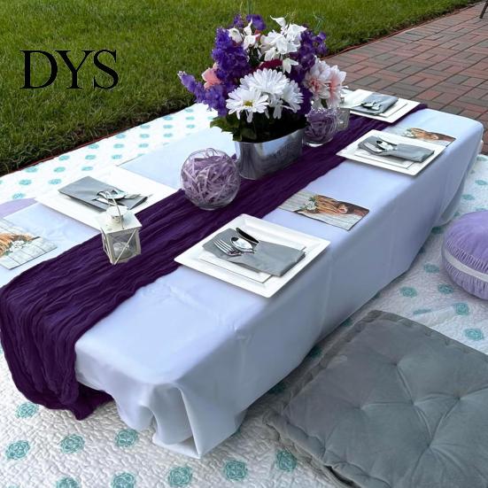 Lightweight Sheer Runner Wrinkle Table Boho Gauze Fabric Tablecloth for Wedding Party Decor Rustic Elegant Dining Accent Reusable Machine Washable