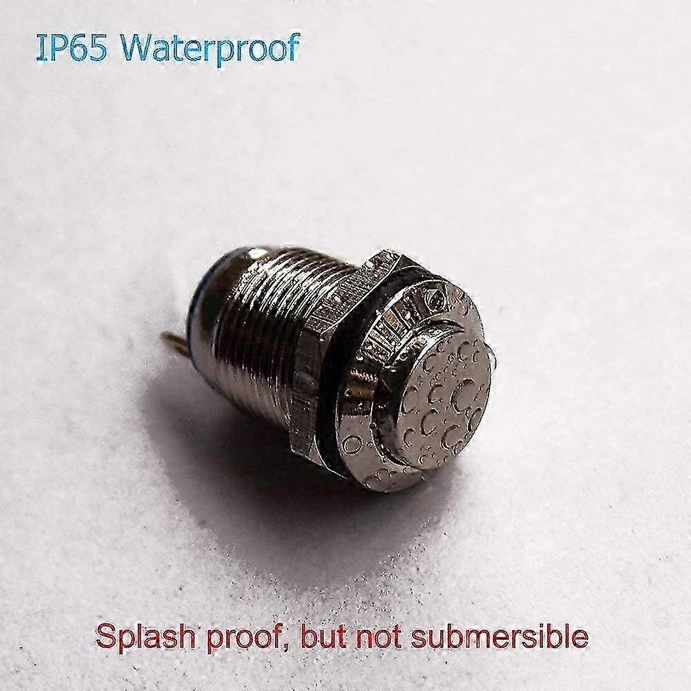 10pcs 12mm 2A 36V Momentary Waterproof Stainless Steel Push Button Switch (High Head) - RIpj