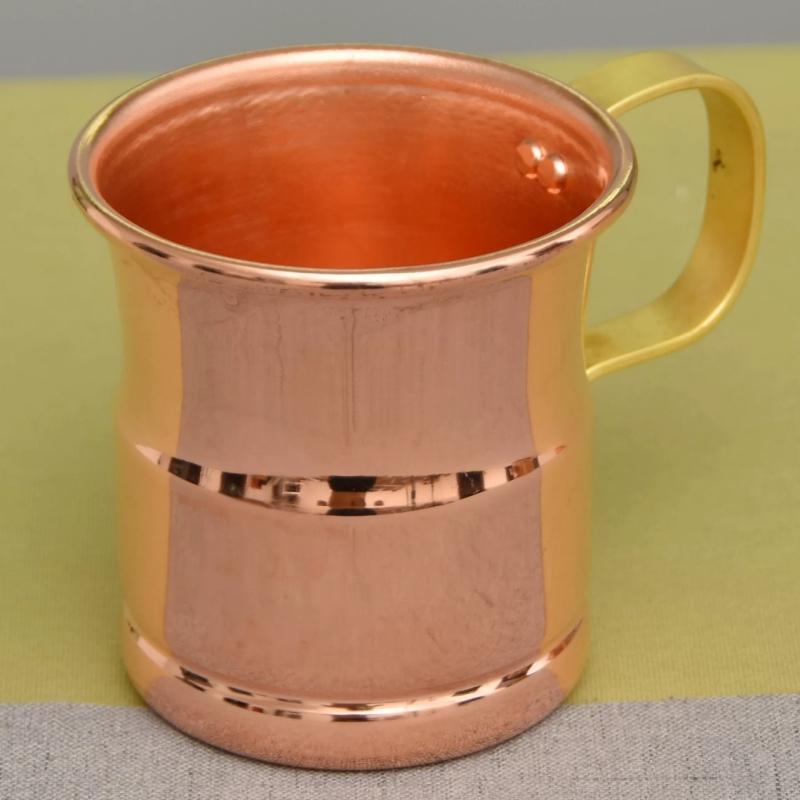 Кружка для пива и молока ручной работы Плетеная ручка Утолщенная Moscow Mule 360 мл Кружка для завтрака Посуда Столовая посуда Чистая медь 1 шт.