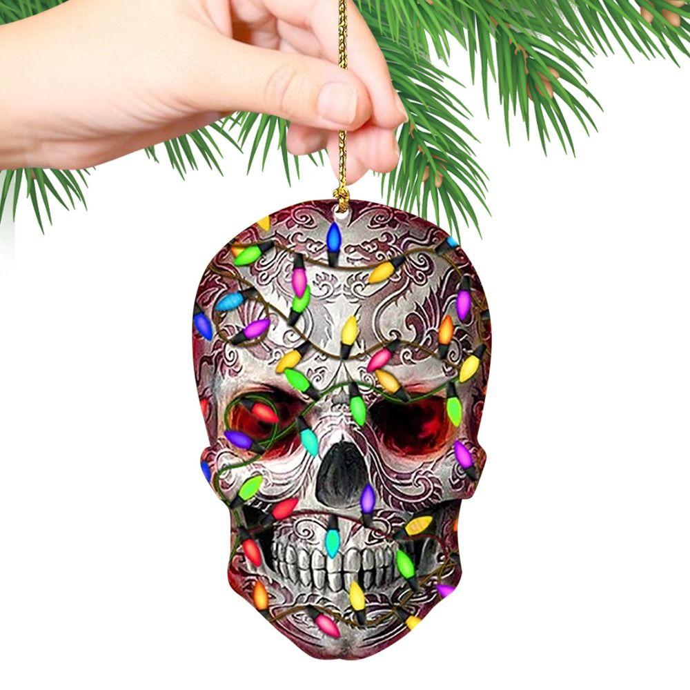 DIY Skull Pendant Horror Skeleton Car Ornaments Christmas Tree Drop Ornaments Car Rearview Decor