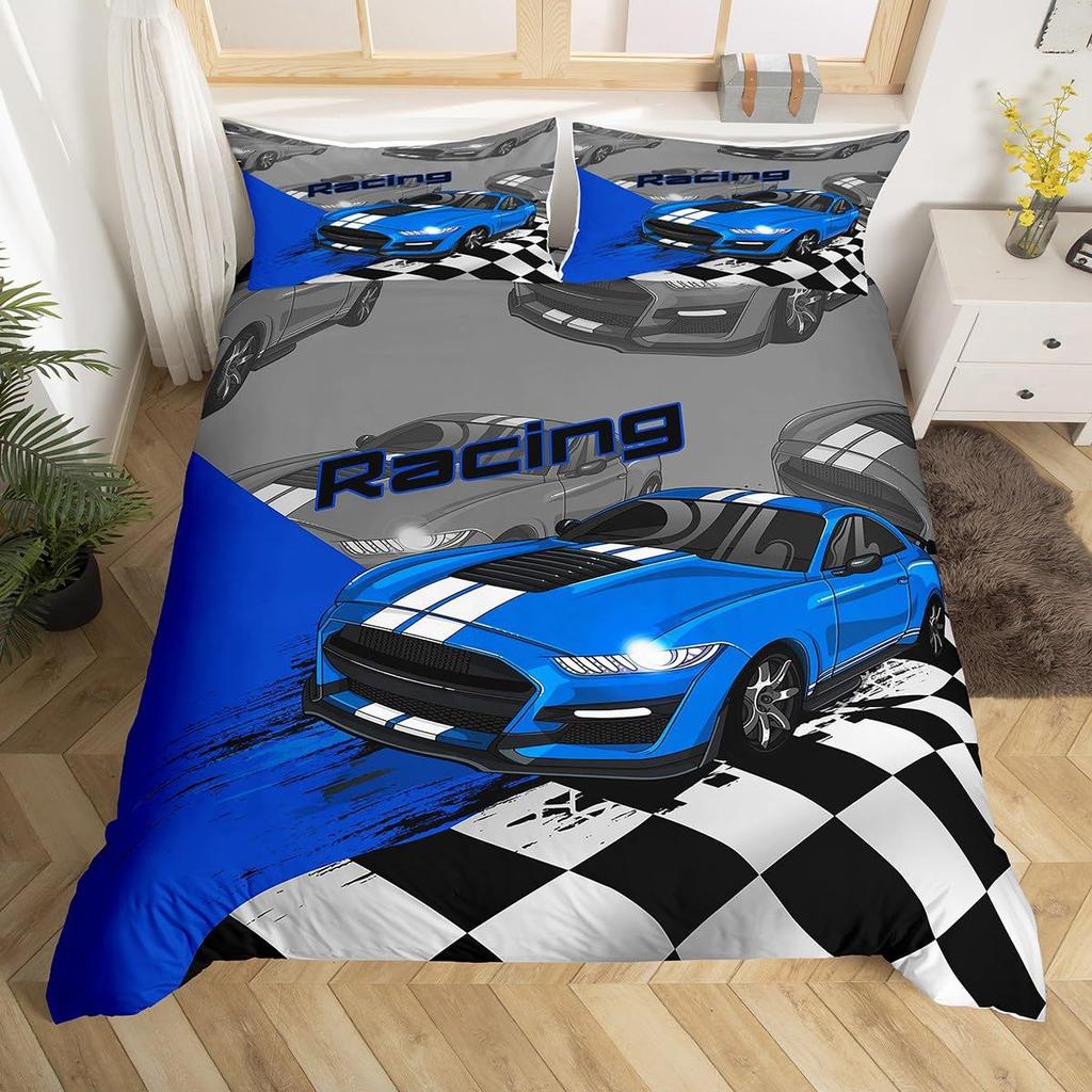 Race Car Bedding Sets Sports Car Duvet Cover Sets With Pillowcases For Teenagers Kids Boys Cool Bedroom Decor