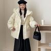 2024 новый пуховик с меховым воротником женский средний и длинный утолщенный капюшон с талией тонкое свободное пальто