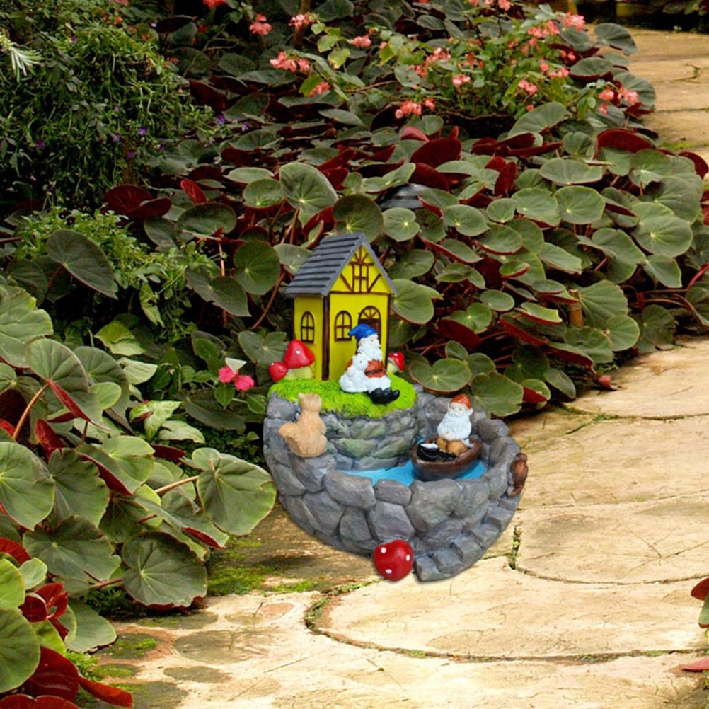 Solar Garden Fountain Ornament  Resin Outdoor Micro Landscape Decoration for Outdoor Patio Backyard Decking Decor