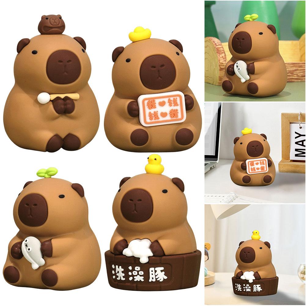 Small Capybara Figurines Cute Capybara Sculpture Cartoon Capybara Tabletop Decoration Creative for Home Office Decor