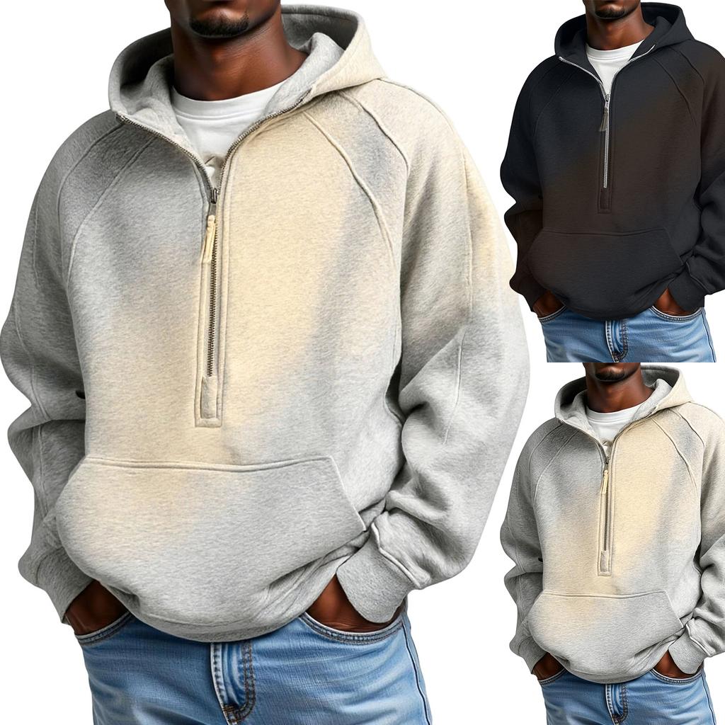 Men's  Long  Sleeves  Leisure  Sports  Half  Zipper  Hooded  Hood  Hoodie