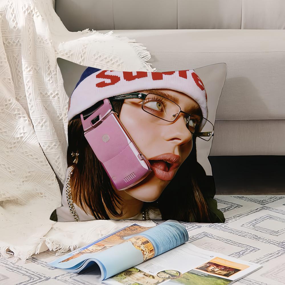 American Singer B-Billie E-Eilish Pillow Case Office Cushions Suitable For Sofa Car Bedroom Decorative Cushion Cover