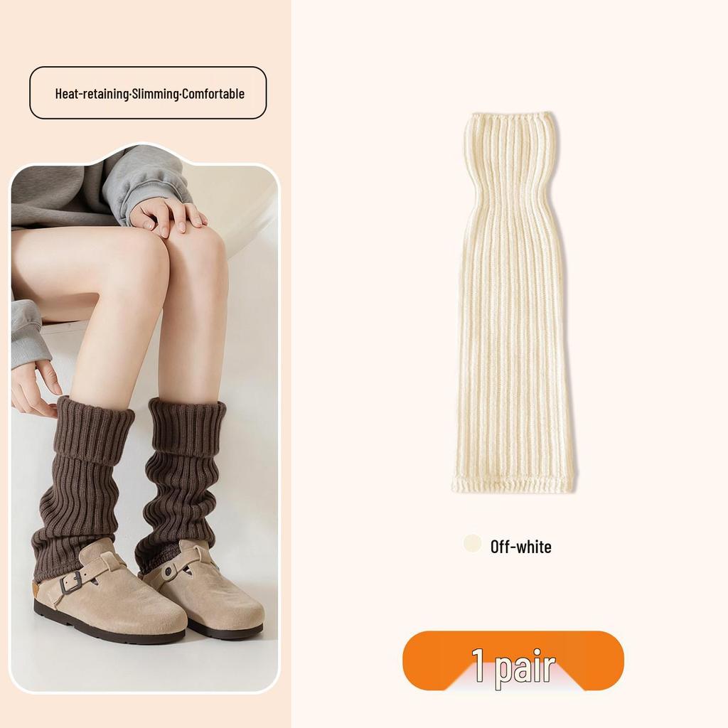 Solid Color Women's Knit Flared Leg Warmers - Y2K Style Long Socks for Spring and Autumn