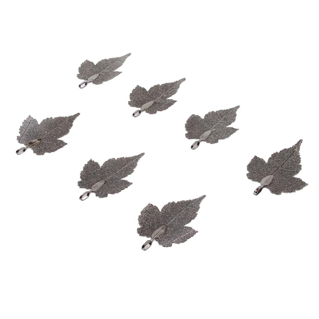 7pcs Leaf Pendant Healthy Zinc Alloy Durable DIY Ingenious Craft Leaves Pendant for Party Black