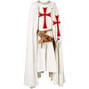 Mens Medieval Knight Crusader Templar Tabard Halloween Costume with Hooded Cap Cloak Robe Cosplay Renaissance Costume Dress