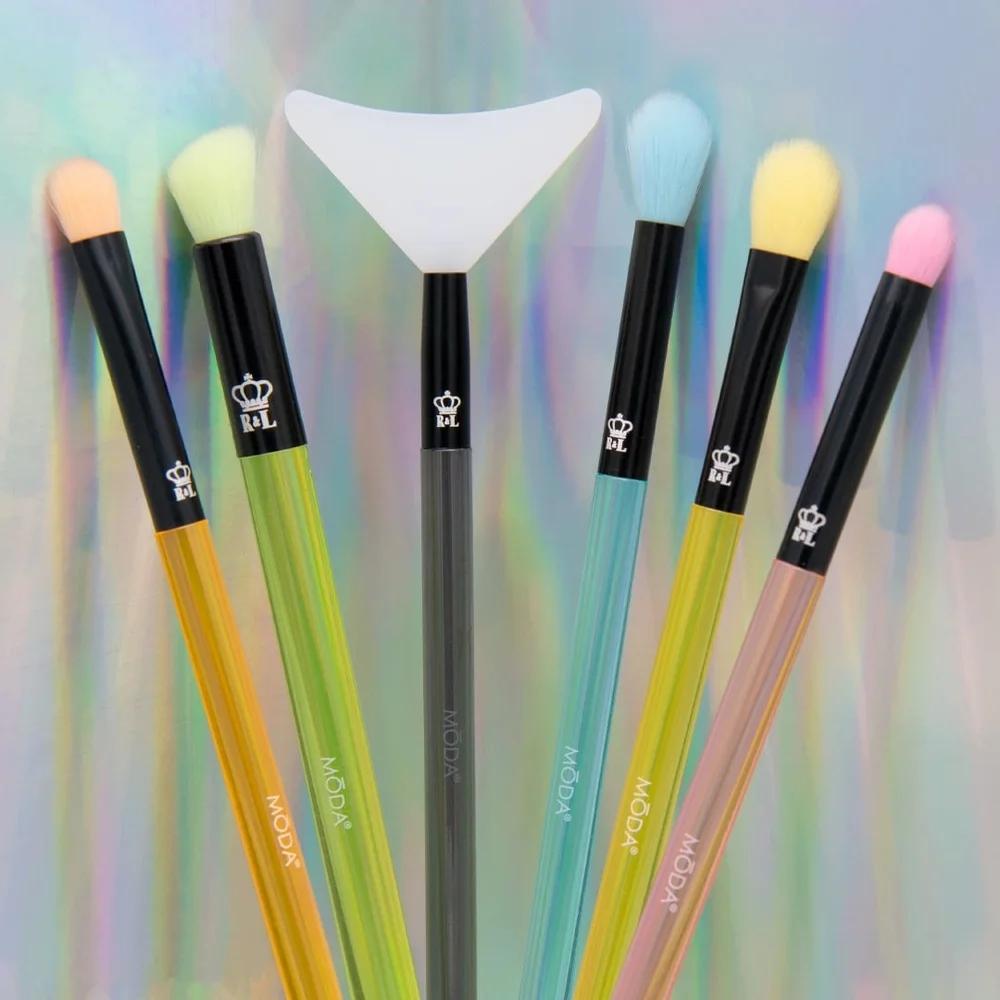 6pc Vegan Cruelty-Free Makeup Brush Set Eye Shader Blender Detail Crease Angle Waterproof Handles Professional Quality Synthetic