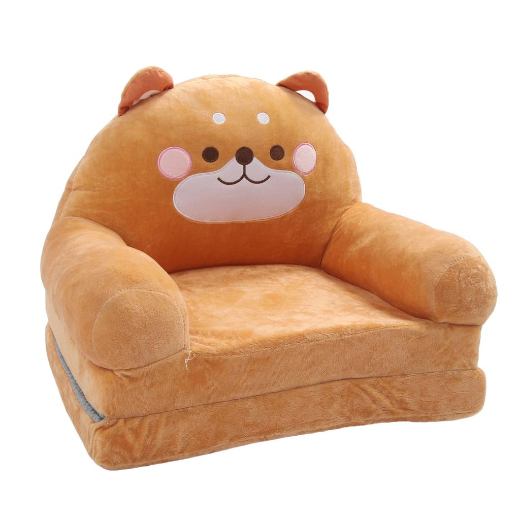 Kids Chair Couch Cartoon Folding Cute Couch Portable Sofa Chair for Home Schools Brown Puppy 2