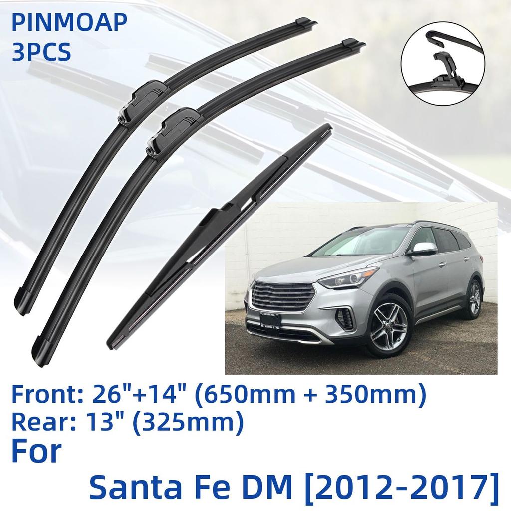 3PCS For Hyundai Santa Fe DM 2012-2017 26" 14" 13" Front Rear Wiper Blades Windshield Windscreen Window Cutter Accessories 2013 2014 2015 2016 2017