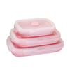 3Pcs/Set Bowl Sets Silicone Folding Lunch Box   Portable    Foldable Salad  with Lid Blue WF12