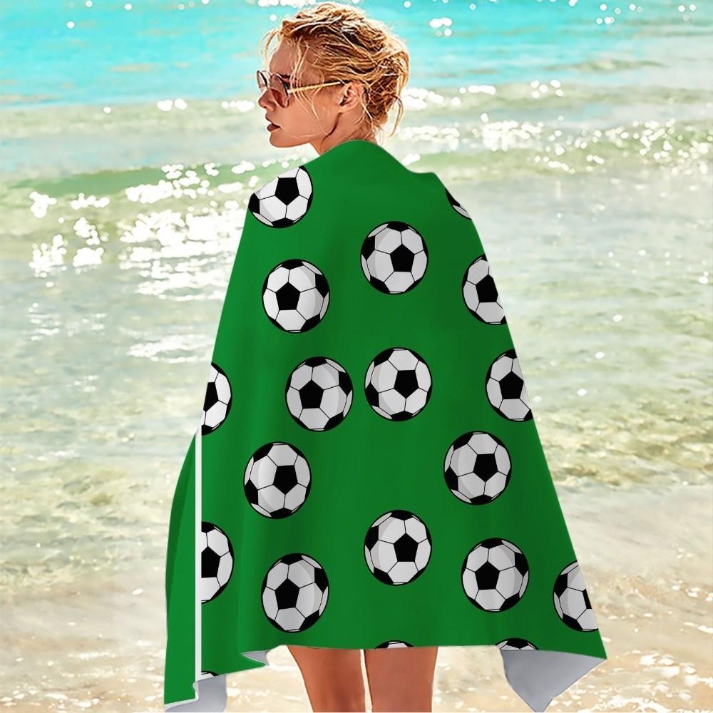 Portable Football Print Beach Towel Soft Shower Towel Creative Quick-Dry Beach Scarf Beach