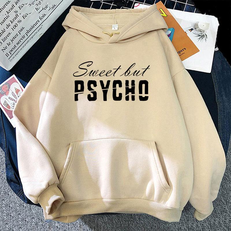 Sweet But Psycho Printed Long Sleeve Pullover Hoodies For Women And Men Couple Casual Sweatshirts Autumn Winter Plus Size Hoodie