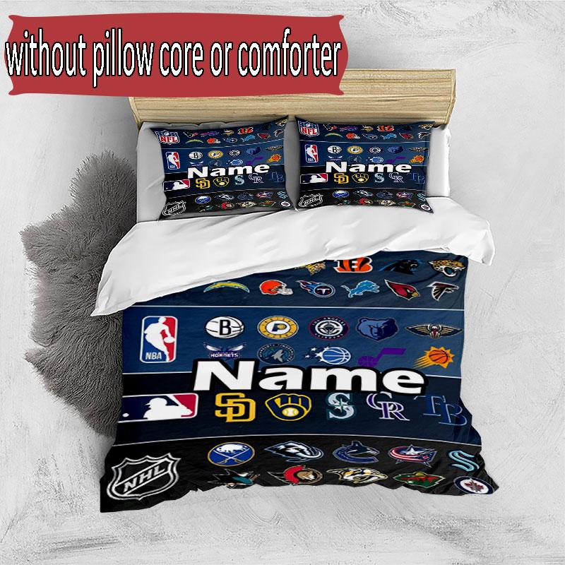 3pcs Duvet Cover Set (1*Duvet Cover + 2*Pillowcase, Without Core), Custom Name NFL Pattern Bedding Set, Home Bedroom Decor Gift