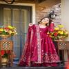 Enchanting Floral Embroidered Anarkali Gown Sets with Border Dupatta