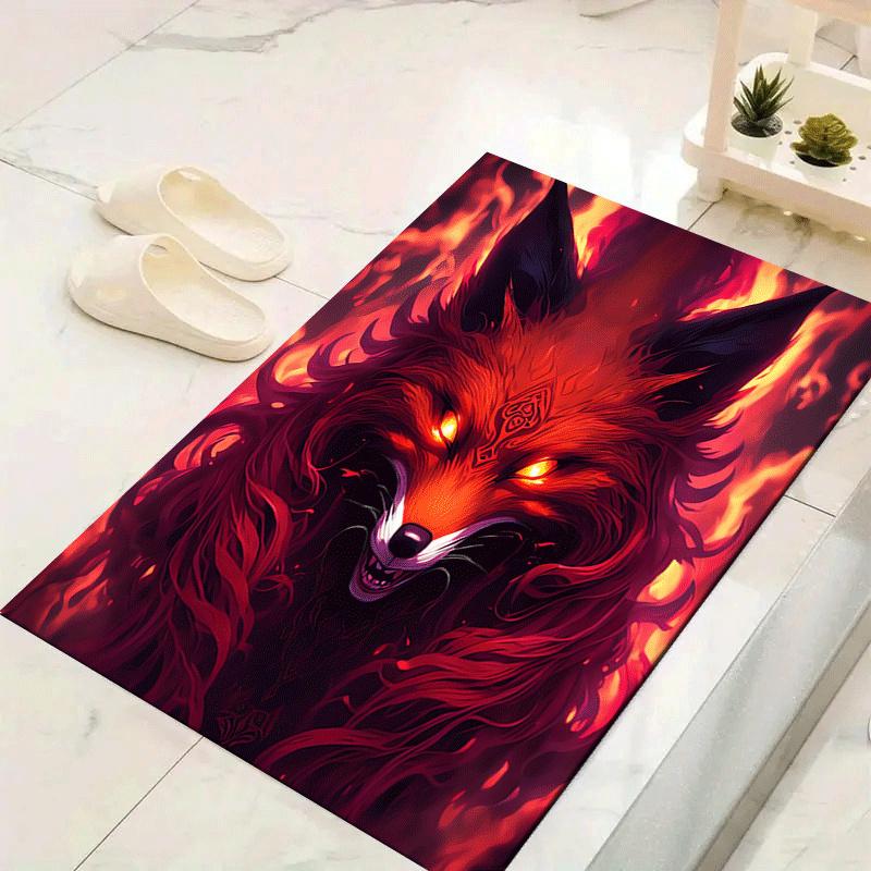 1pc Fierce Firefox Print, Design Indoor Area Rug, Soft, Anti-Slip, and Durable Gaming Room Decor for Bedroom, Living Room, and Exercise Rugs