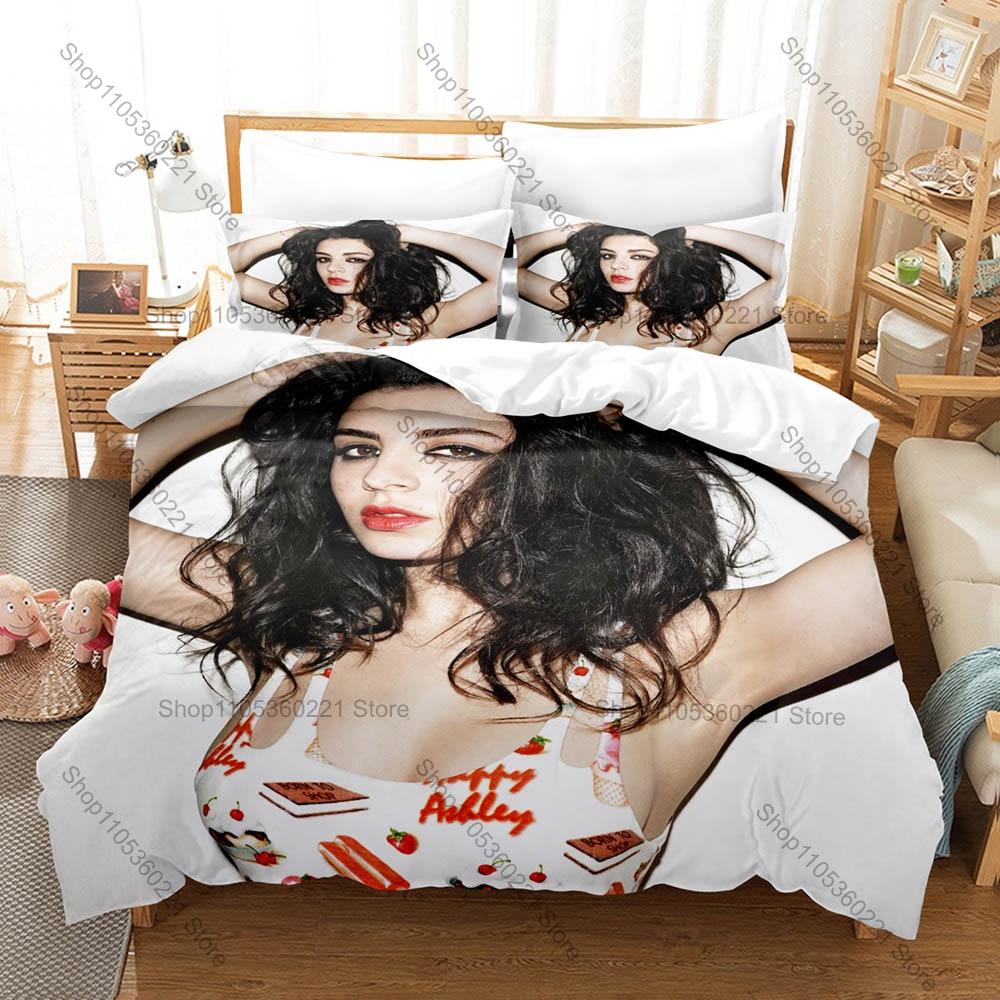 Charli XCX Brat Лаймово-зеленая обложка альбома 365 Partygirl Принт Комплект постельного белья Пододеяльник + 2 наволочки Гиперпоп Рейв Декор спальни