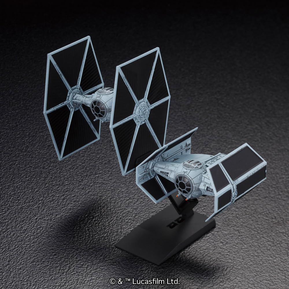 BANDAI SPIRITS Звездные войны Модель транспортного средства 007 Истребитель TIE Advanced X1 Пластиковый набор для сборки Упаковка и набор, Предварительно окрашенный (Новый выпуск)