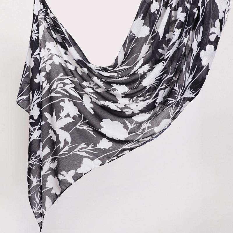 Watercolour Floral Printed Modal Breathable Light Weight Soft Cotton Rayon Viscose Woven Modal Muslim Women Shawl Hijab Scarf