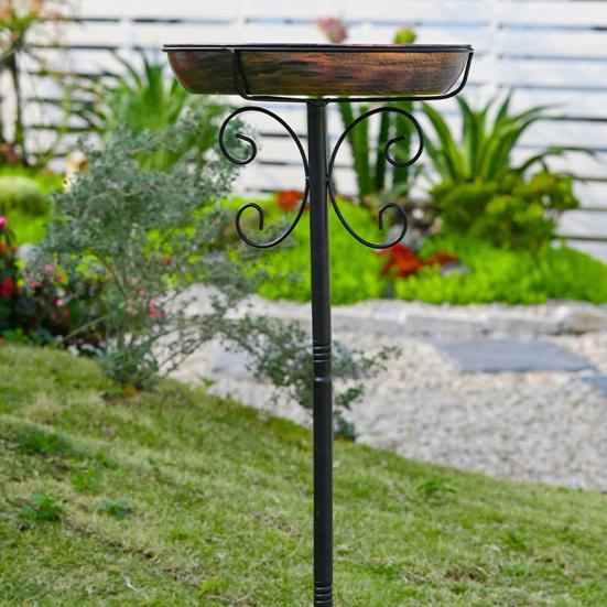 Metal Bird Bath Outdoor Retro Bird Bath Easy To Clean Bowl with Stake Rust-Proof Birdbath for Garden Patio Yard Decor