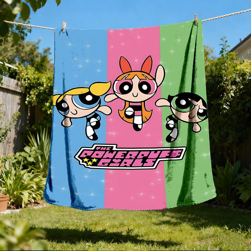 1pc Powerpuff Girls Outdoor Flannel Throw Blanket Soft, Lightweight & Warm